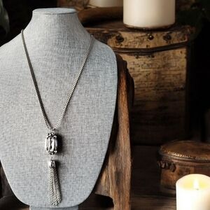Vtg. Inspired Silver Plated Tassel Chain